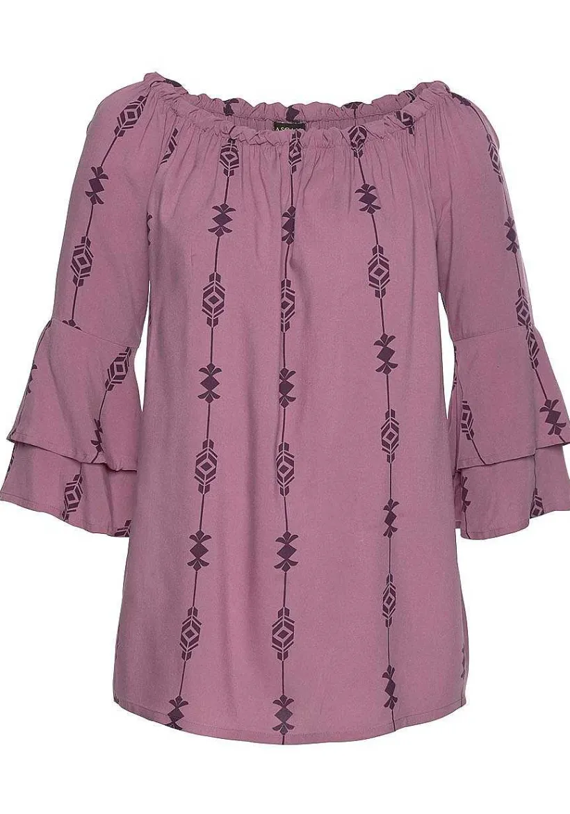 LASCANA Long Sleeve Tops-Printed Off Shoulder Top