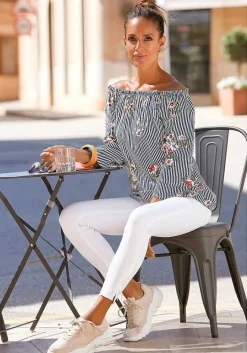 LASCANA Long Sleeve Tops-Printed Off Shoulder Top