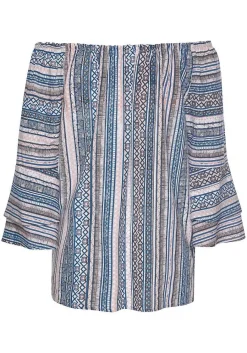 LASCANA Long Sleeve Tops-Printed Off Shoulder Top