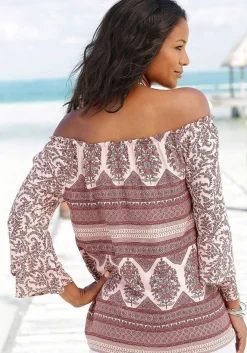 LASCANA Long Sleeve Tops-Printed Off Shoulder Top