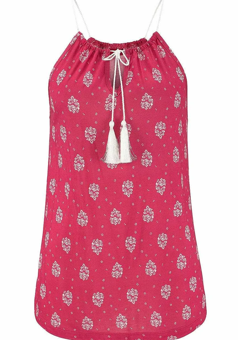 LASCANA Sleeveless Tops-Printed Sleeveless Tassel Top