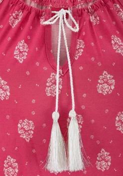 LASCANA Sleeveless Tops-Printed Sleeveless Tassel Top