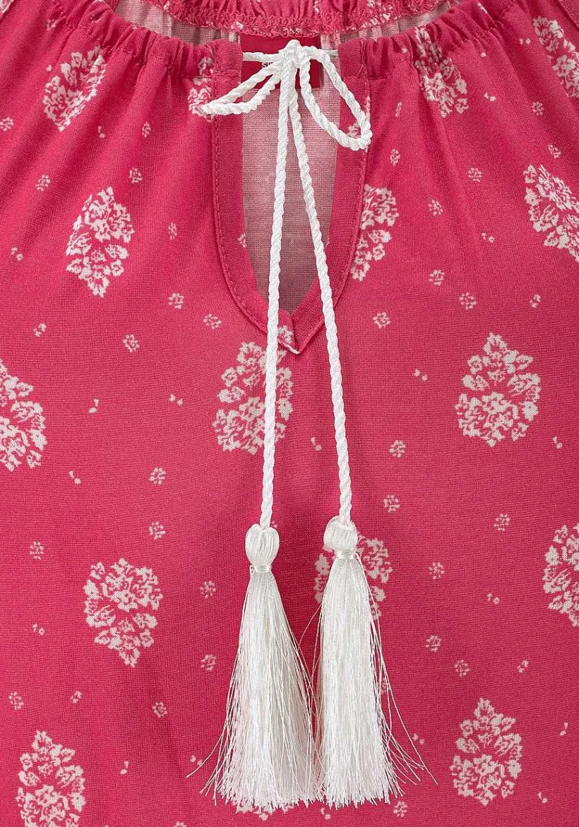 LASCANA Sleeveless Tops-Printed Sleeveless Tassel Top