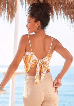 LASCANA Sleeveless Tops-Printed Tie Back Top