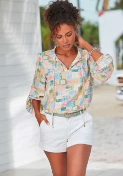 LASCANA Blouses-Printed Tie Neck Blouse