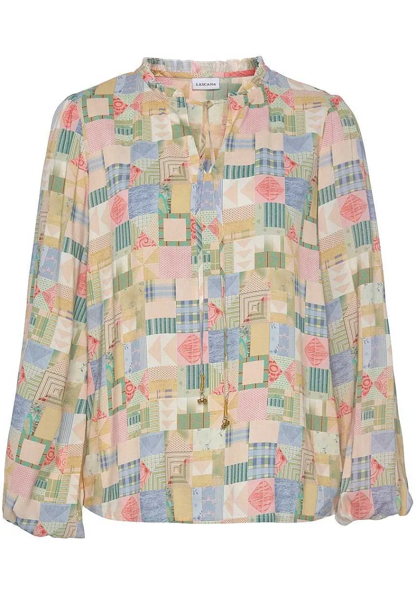 LASCANA Blouses-Printed Tie Neck Blouse