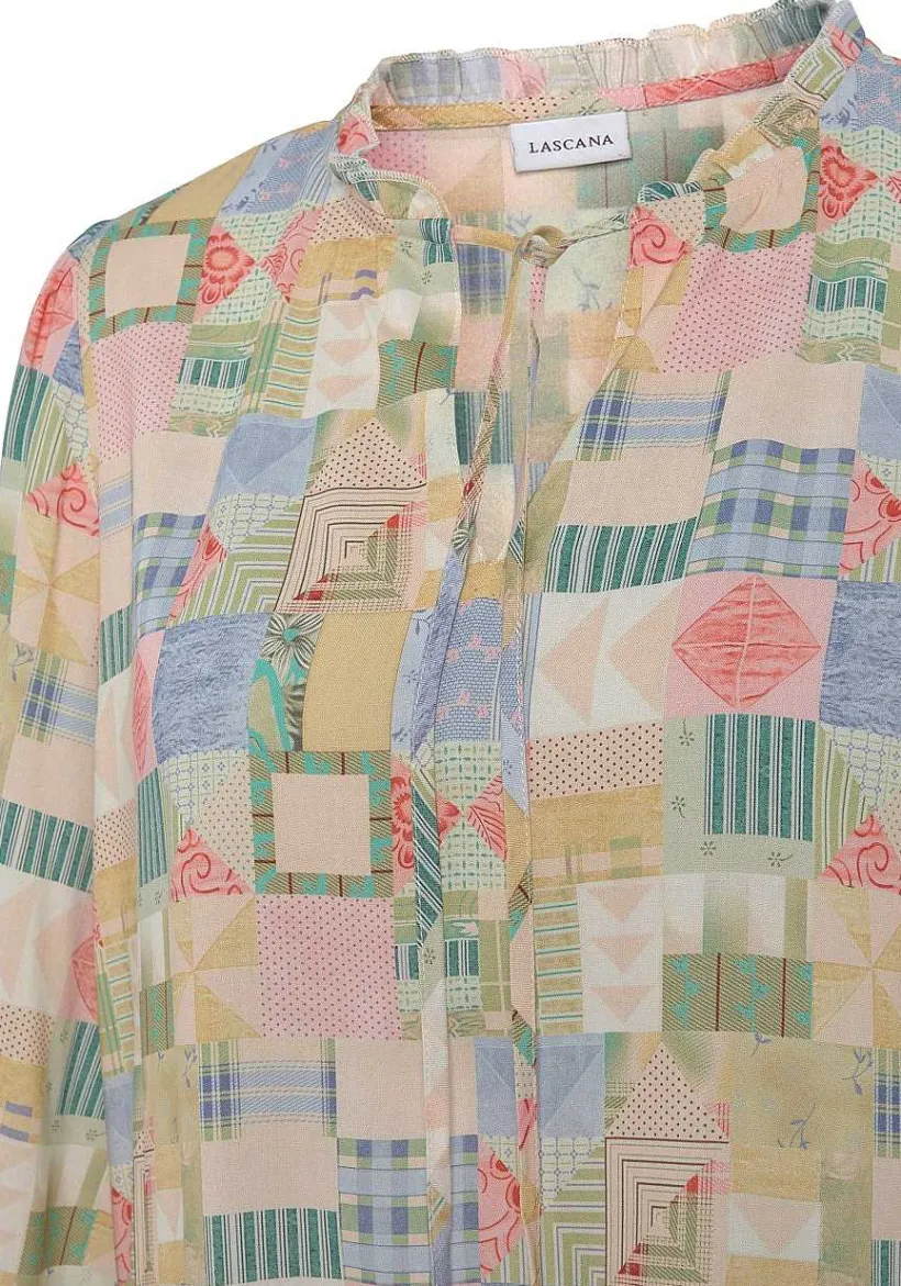 LASCANA Blouses-Printed Tie Neck Blouse