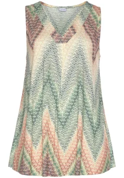 LASCANA Sleeveless Tops-Printed V-Neck Tank Top