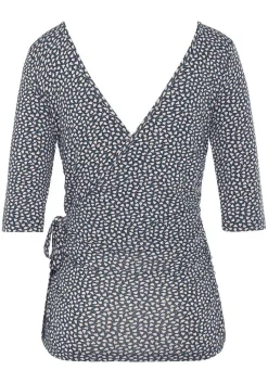LASCANA Short Sleeve Tops-Printed Wrap Look Top