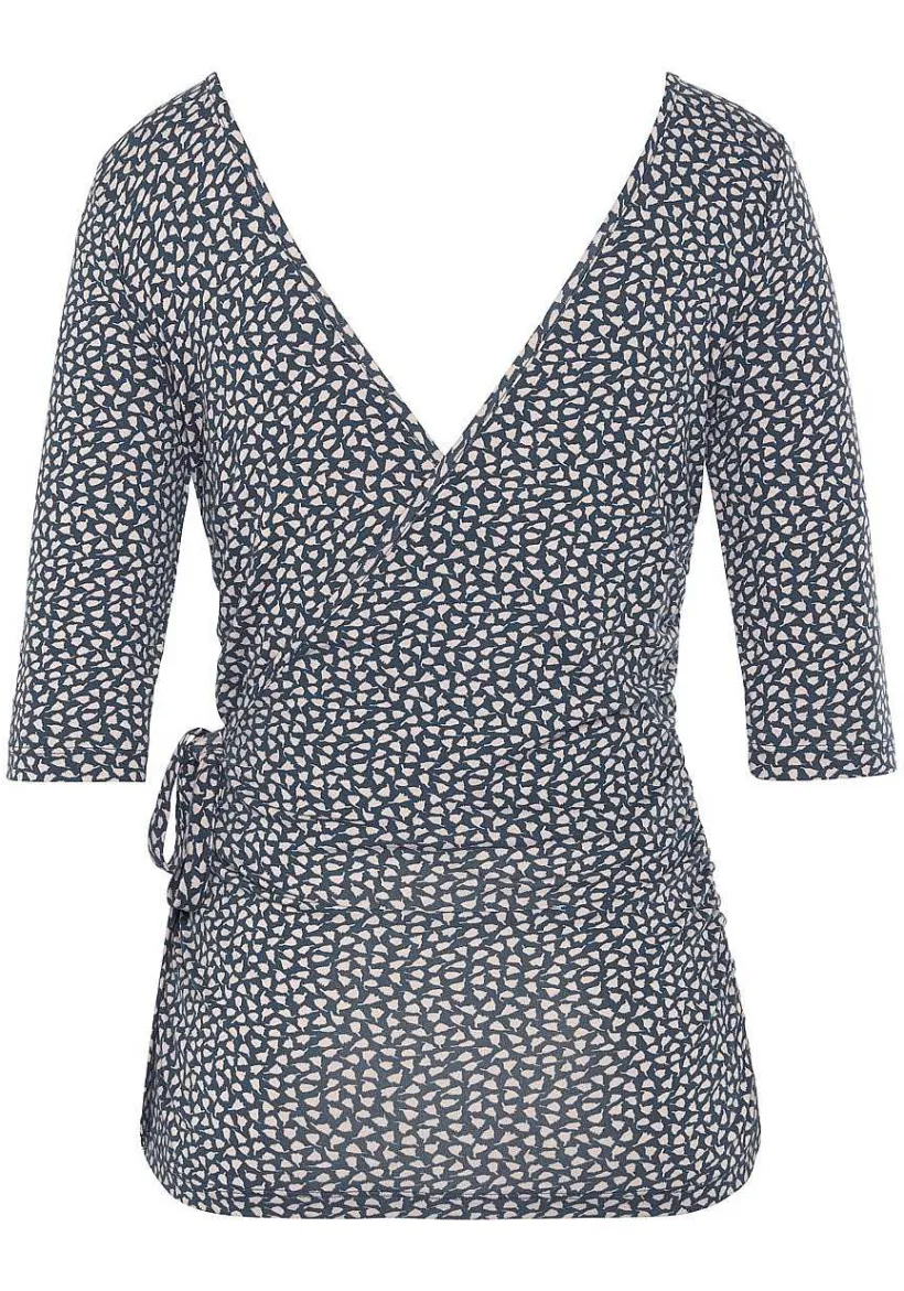 LASCANA Short Sleeve Tops-Printed Wrap Look Top