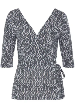LASCANA Short Sleeve Tops-Printed Wrap Look Top
