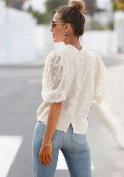 LASCANA Blouses-Puff Sleeve Button Down Blouse