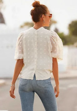 LASCANA Blouses-Puff Sleeve Button Down Blouse