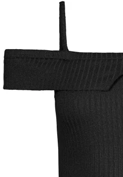 LASCANA Short Sleeve Tops-Ribbed Cold Shoulder Top