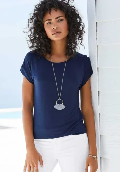 LASCANA Short Sleeve Tops-Round Neckline Short Sleeve Top