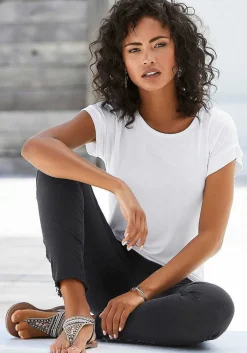 LASCANA Short Sleeve Tops-Round Neckline Short Sleeve Top