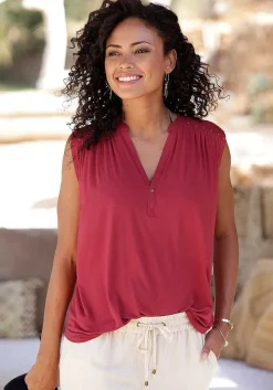 LASCANA Sleeveless Tops-Ruched Tank Top