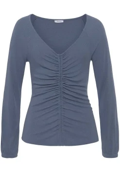 LASCANA Long Sleeve Tops-Ruched V-Neck Top