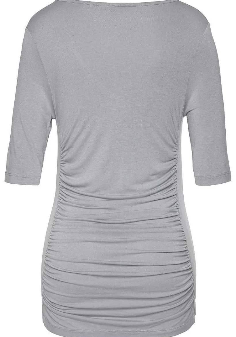 LASCANA Long Sleeve Tops-Ruched V-Neck Top