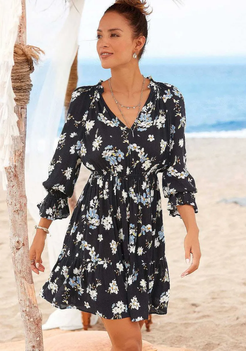 LASCANA Fall Dresses-Ruffle 3/4 Sleeve Dress