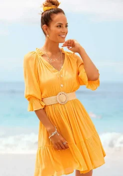 LASCANA Short Dresses-Ruffle 3/4 Sleeve Dress