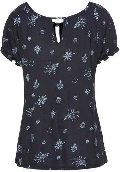 LASCANA Short Sleeve Tops-Ruffle Sleeve Print Top