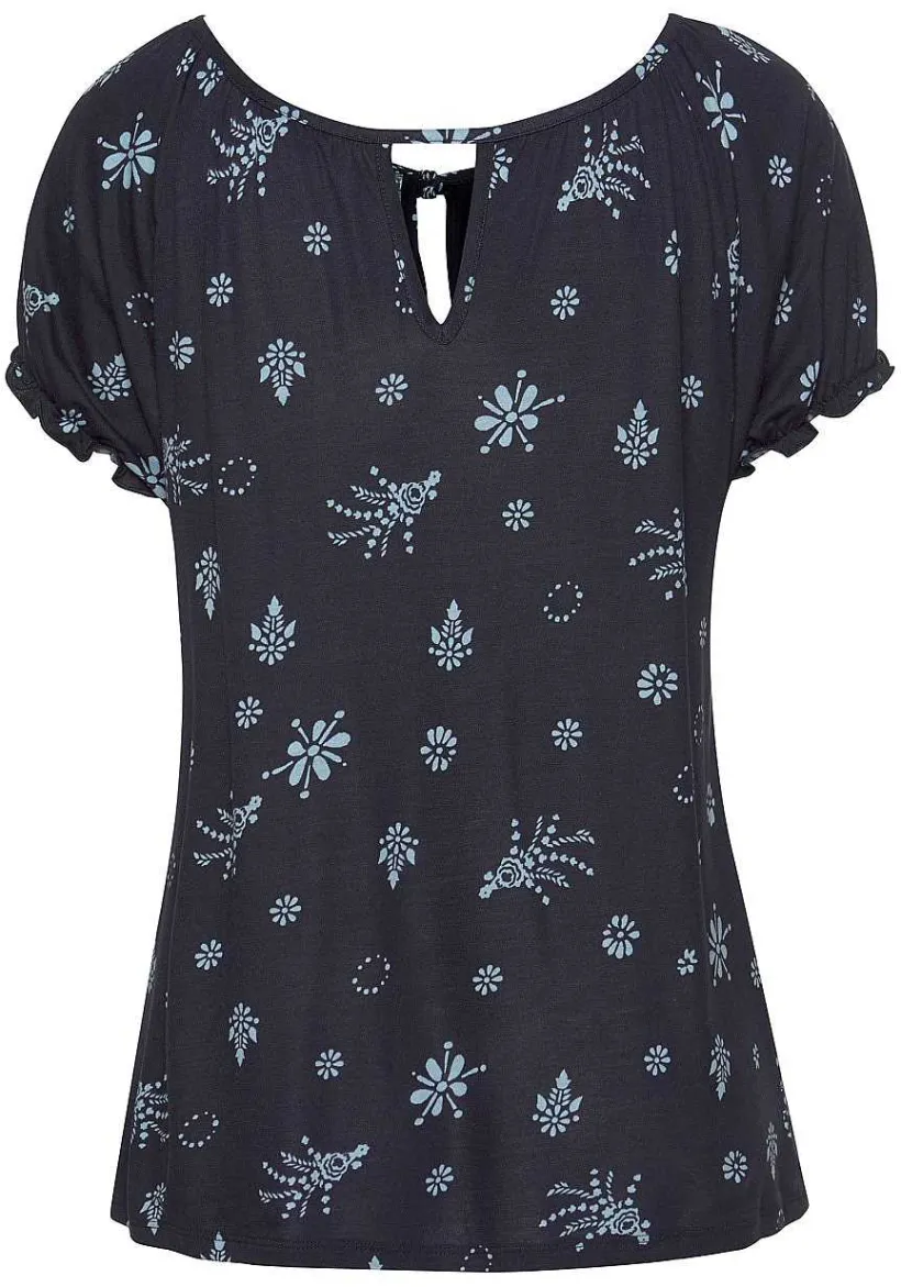 LASCANA Short Sleeve Tops-Ruffle Sleeve Print Top