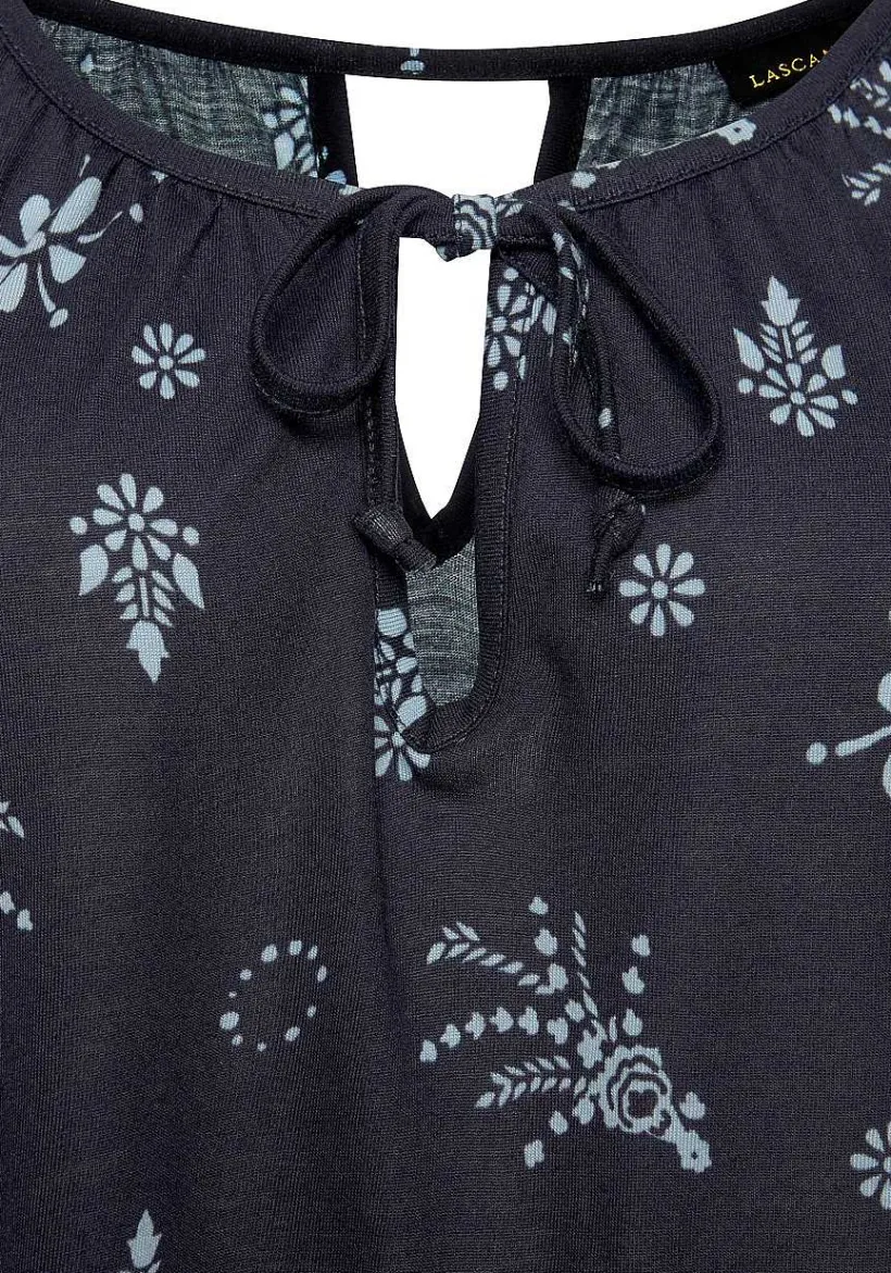 LASCANA Short Sleeve Tops-Ruffle Sleeve Print Top