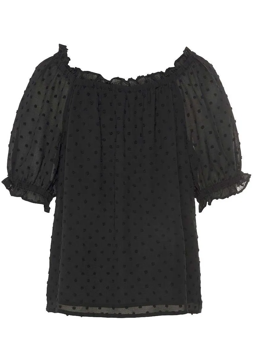 LASCANA Blouses-Ruffled Off Shoulder Blouse