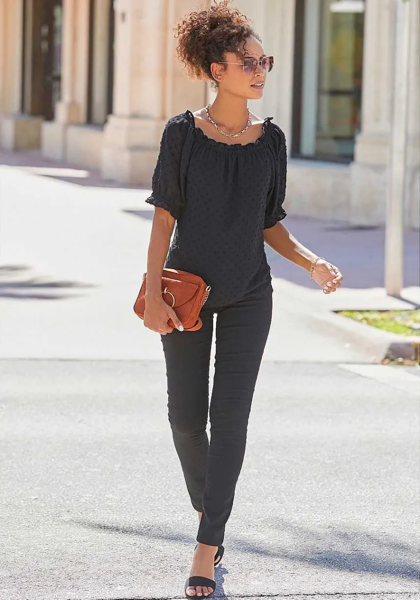 LASCANA Blouses-Ruffled Off Shoulder Blouse