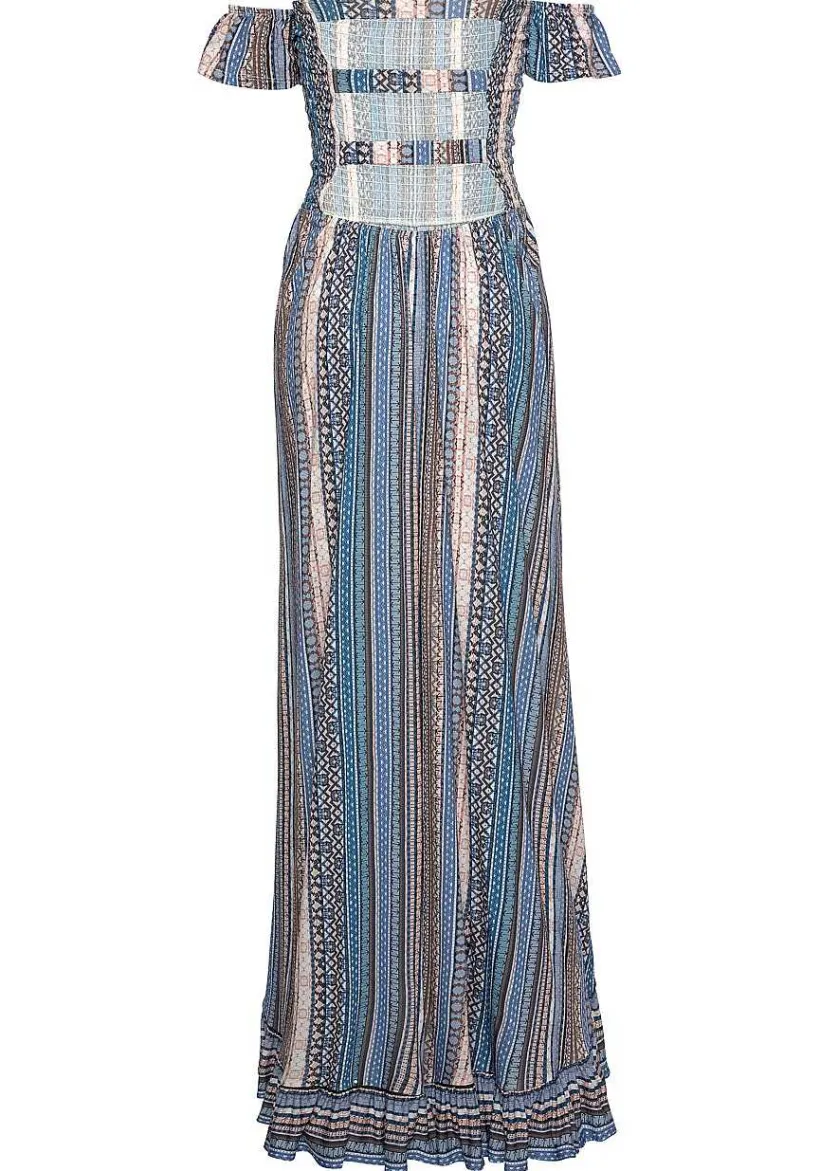 LASCANA Maxi Dresses-Ruffled Print Maxi Dress