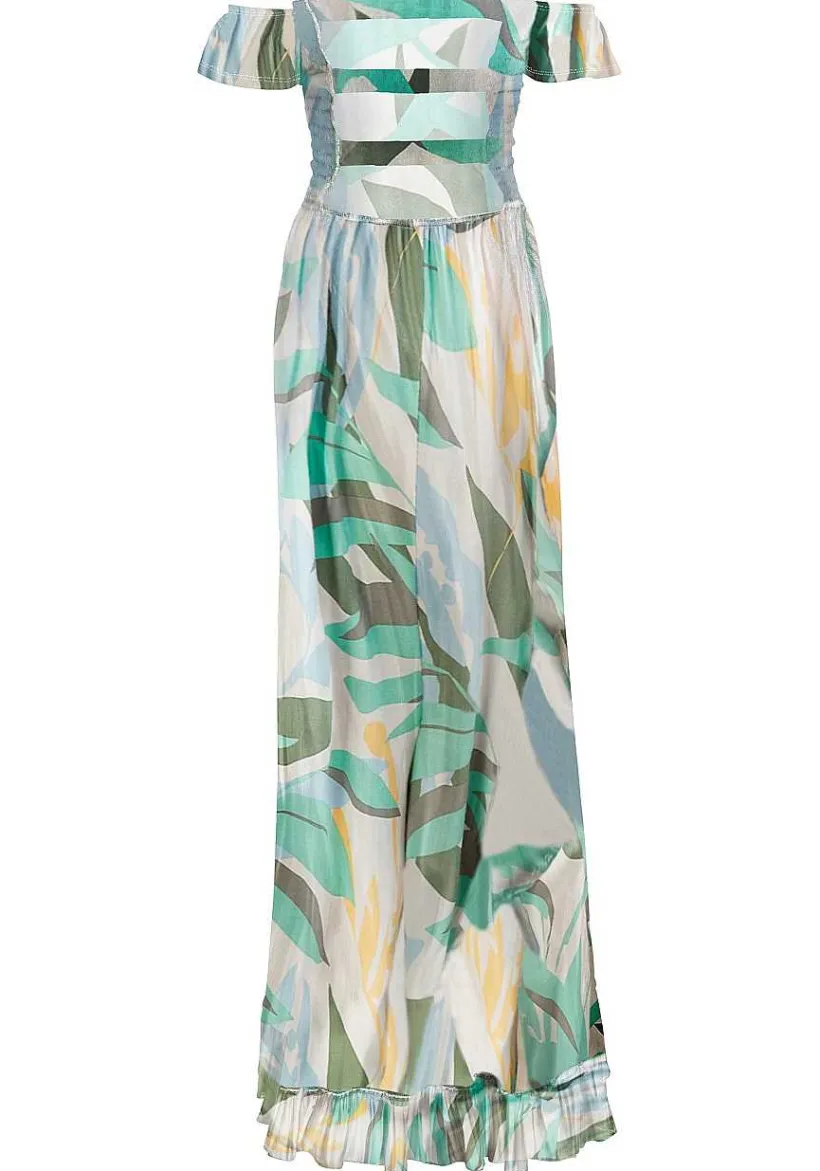 LASCANA Maxi Dresses-Ruffled Print Maxi Dress