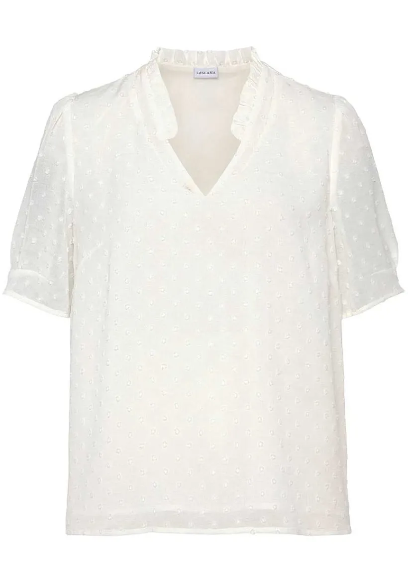 LASCANA Blouses-Ruffled V-Neckline Blouse