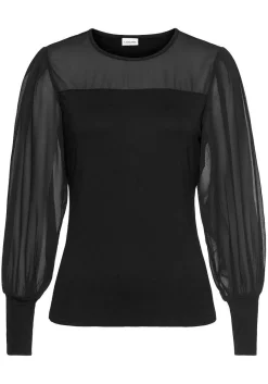 LASCANA Blouses-Sheer Long Sleeve Top