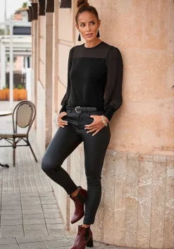 LASCANA Blouses-Sheer Long Sleeve Top