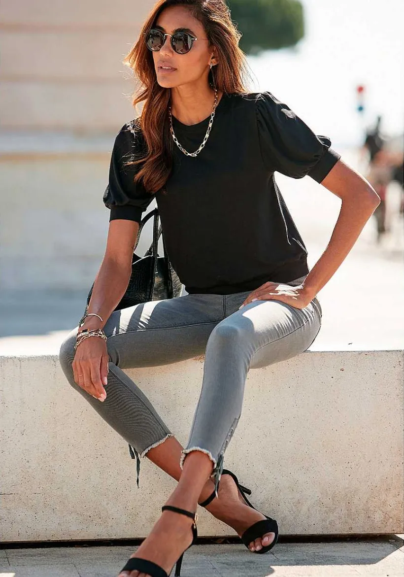 LASCANA Short Sleeve Tops-Short Puff Sleeve Top