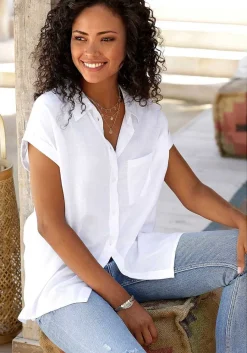 LASCANA Short Sleeve Tops-Short Sleeve Button Up Top