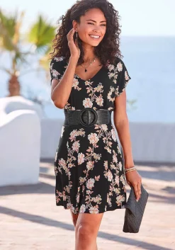 LASCANA Fall Dresses-Short Sleeve Floral Pattern Dress