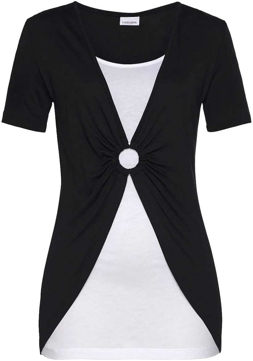 LASCANA Short Sleeve Tops-Short Sleeve Layered Top