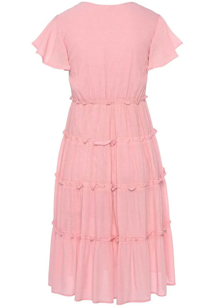 LASCANA Midi Dresses-Short Sleeve Tiered Dress