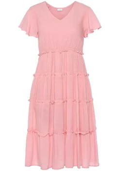 LASCANA Midi Dresses-Short Sleeve Tiered Dress