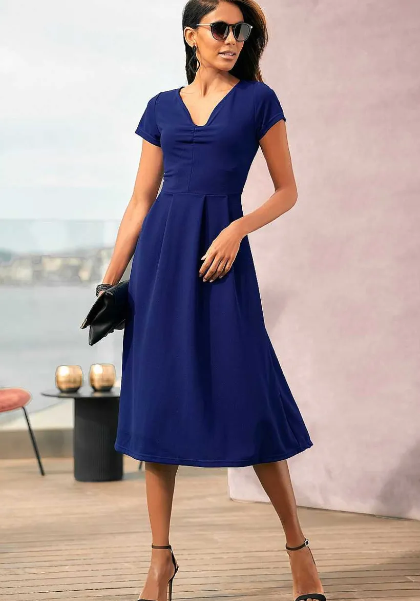 LASCANA Fall Dresses-Short Sleeve V-Neck Dress