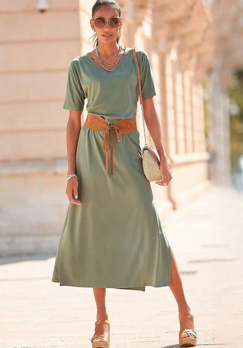 LASCANA Fall Dresses-Short Sleeve V-Neck Maxi Dress