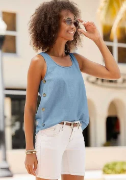 LASCANA Sleeveless Tops-Side Button Detail Top