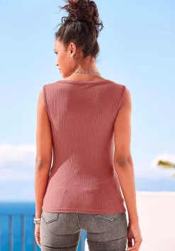 LASCANA Sleeveless Tops-Sleeveless Button Detail Top