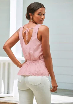 LASCANA Sleeveless Tops-Sleeveless Eyelet Top