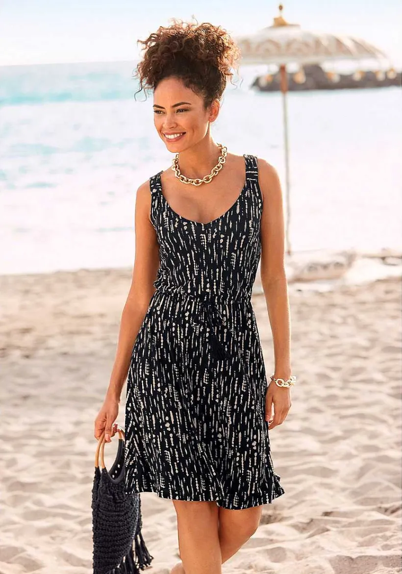 LASCANA Short Dresses-Sleeveless Printed V-Neck Dress