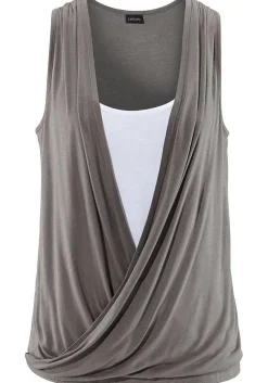 LASCANA Sleeveless Tops-Sleeveless Wrap Look Top