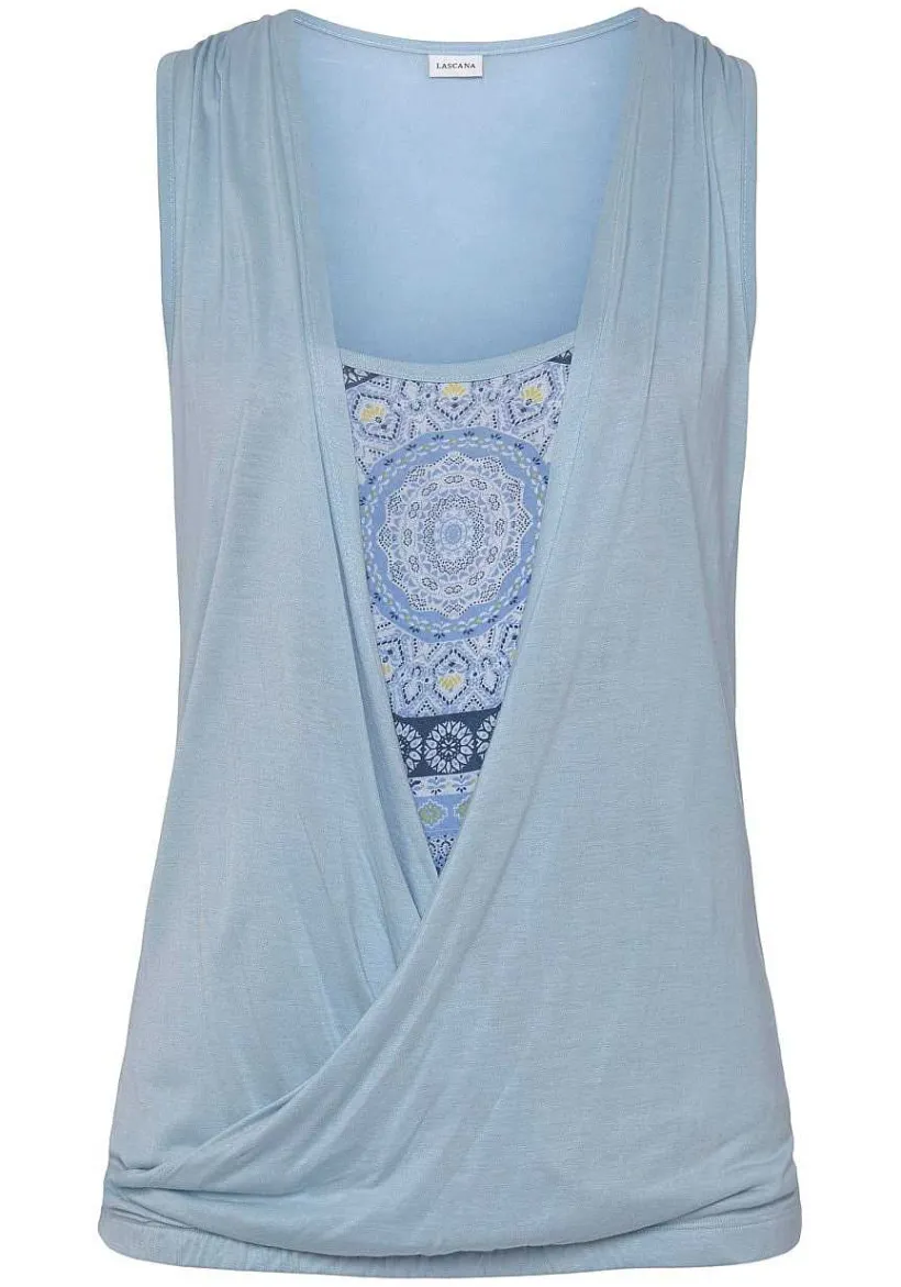 LASCANA Sleeveless Tops-Sleeveless Wrap Look Top
