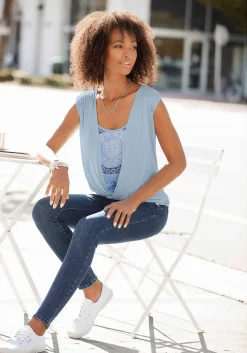 LASCANA Sleeveless Tops-Sleeveless Wrap Look Top